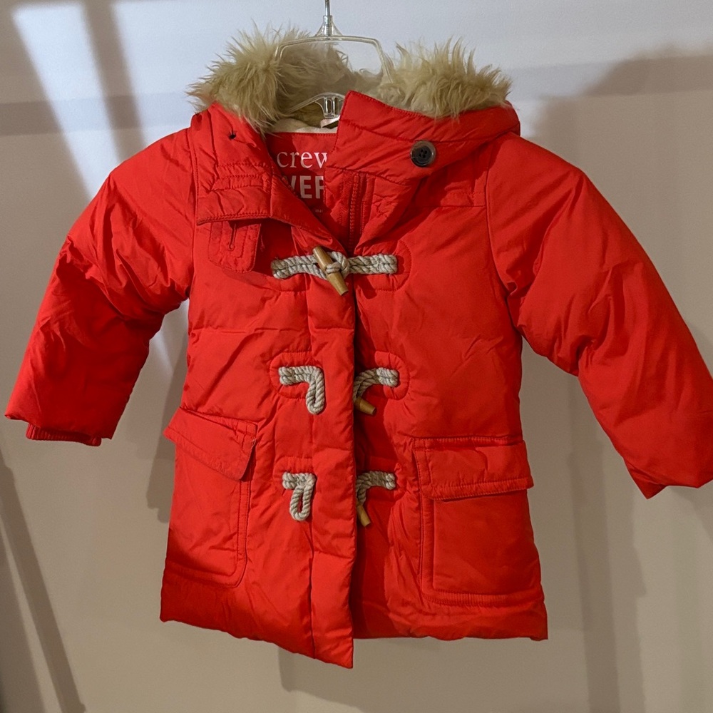 Orange/Red Hooded Toggle Coat
